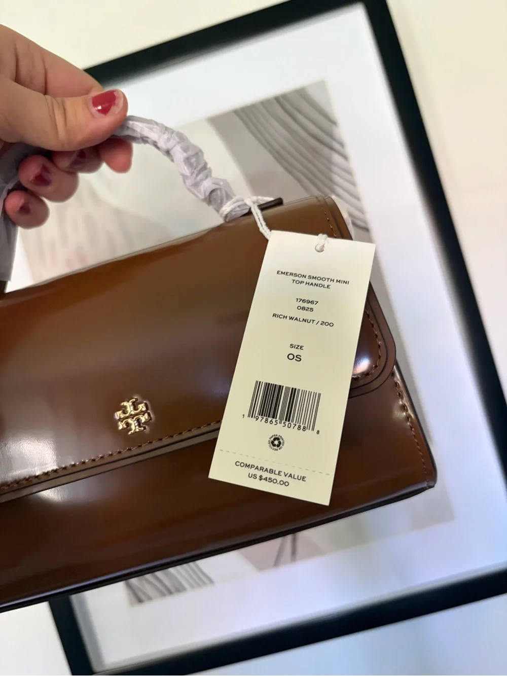 Tory Burch Brown Patent Leather Top-Handle Bag
